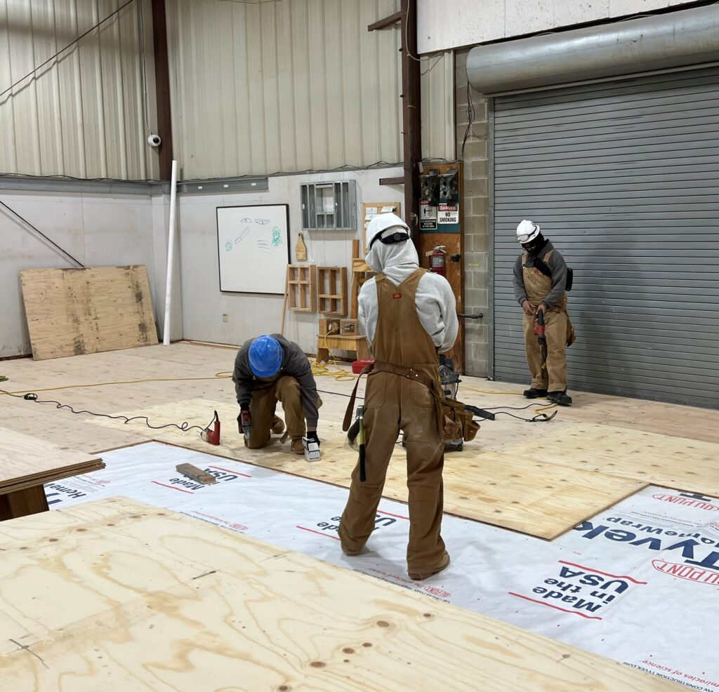 Edison Job Corps Academy, flooring in progress