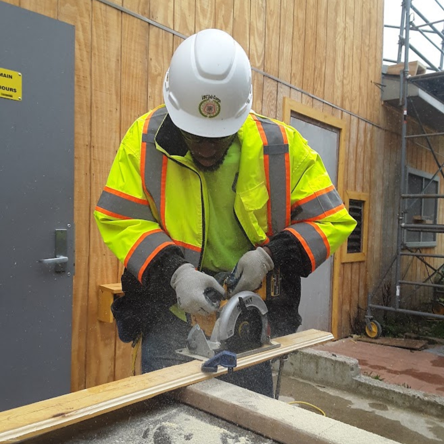 UBC Job Corps student working with power saw